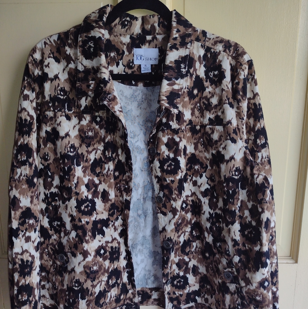 The Tog Shop, Women's Brown/Black Button-up Long-sleeved Jeans JACKET